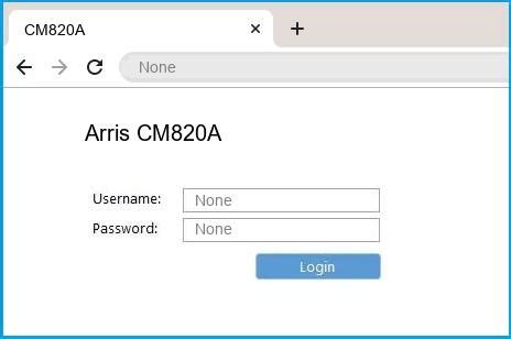 Arris CM820A Router Login and Password