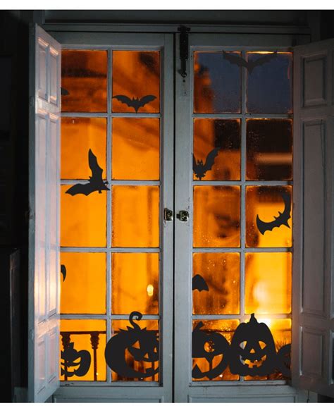 Halloween window decals Halloween pumpkins and bat window | Etsy