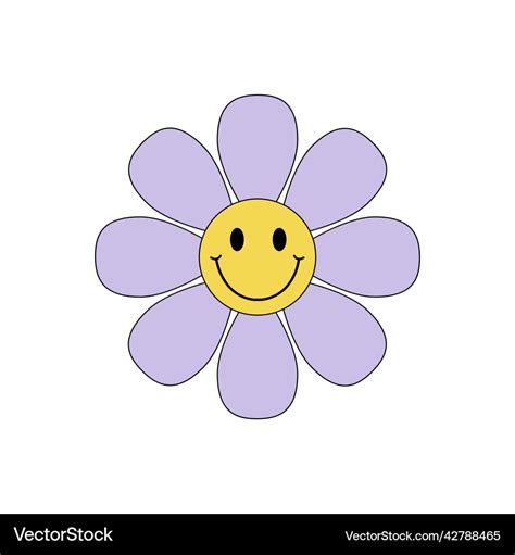 Groovy retro flowers daisy hippie psychedelic Vector Image