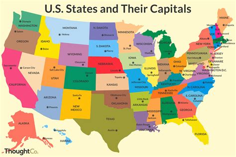 States And Capitals Map Printable