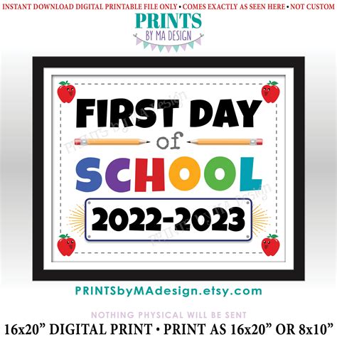 First Day of School Sign 2022-2023 Dated PRINTABLE - Etsy Norway