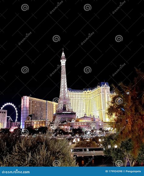 Paris Casino EIffel Tower at Night Editorial Stock Photo - Image of ...