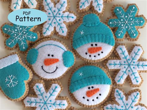 PDF Felt Christmas Ornaments Snowman Snowflake Pattern Felt | Etsy