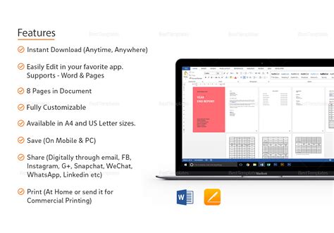 Year End Report Template in Word, Google Docs, Apple Pages