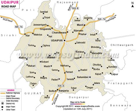 Detailed Map Of Udaipur City - Map Of West