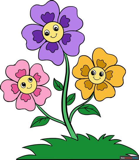 How to Draw Cartoon Flowers | Easy Step by Step Drawing Guides