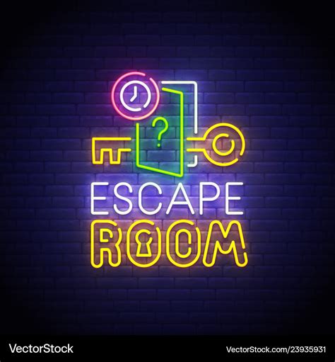 Escape room neon sign quest room logo neon Vector Image