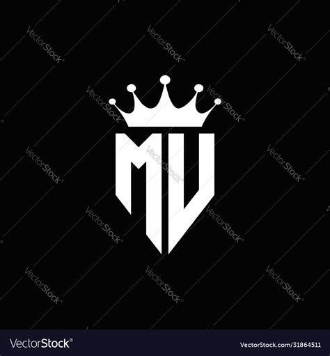 Mv logo monogram emblem style with crown shape Vector Image