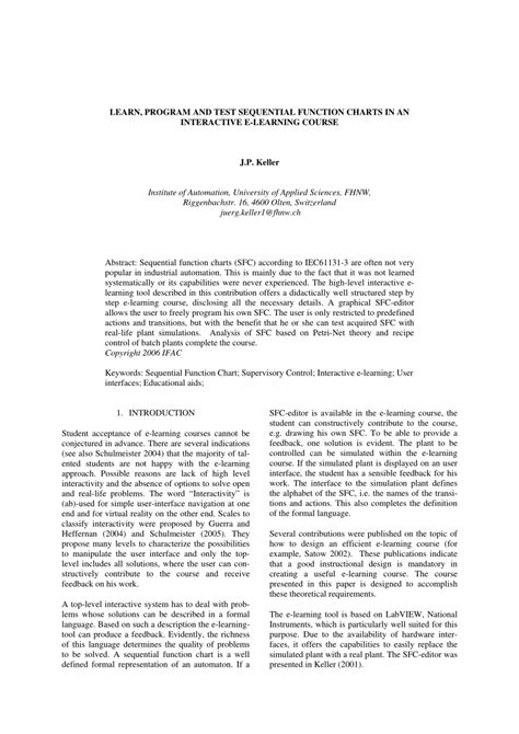 (PDF) LEARN, PROGRAM AND TEST SEQUENTIAL FUNCTION CHARTS IN AN INTERACTIVE E-LEARNING COURSE
