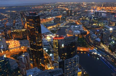 Aerial View of Melbourne CBD City at Night Australia Stock Image - Image of city, dusk: 63044331