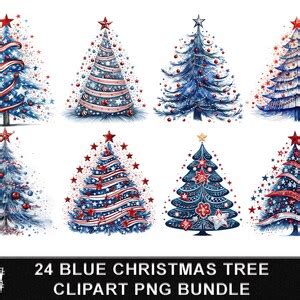 Blue Christmas Tree Clip Art Bundle Christmas Tree Sublimation Print 24 PNG Bundle - Etsy