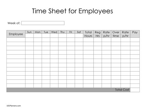 Weekly Timesheet Template For Multiple Employees - Printable Word Searches