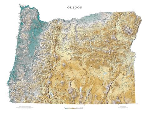 Oregon - Elevation Tint Map | Oregon map, Wall maps, Oregon