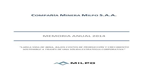 MEMORIA ANUAL - smv.gob.pe Anual MILPO... · Minera Cerro Lindo de ...