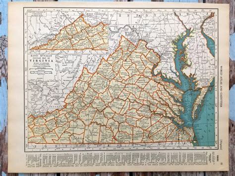 1937 Virginia Antique Map. Old State Map of Virginia. - Etsy | Art gallery wall, Antique map ...