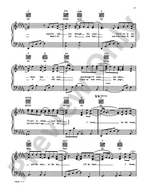 I Swear: Piano/Vocal/Chords: John Montgomery - Digital Sheet Music Download