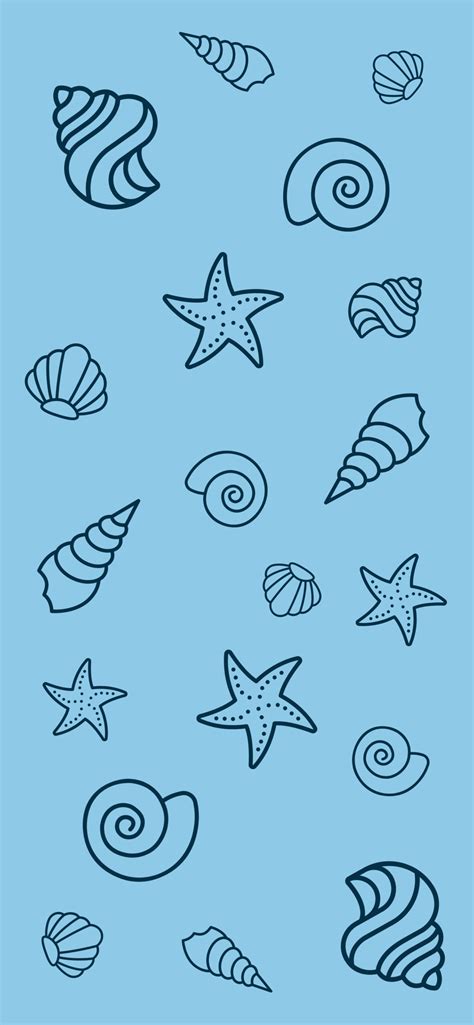 Shells Blue Aesthetic Wallpaper - Summer Light Blue Wallpaper for iPhone