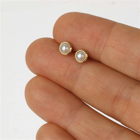 Small Pearl Earrings Gold Pearl Earrings Pearl Stud Earrings | Etsy