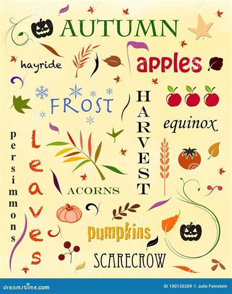 Autumn Word Cloud stock illustration. Illustration of pumpkins - 100130209