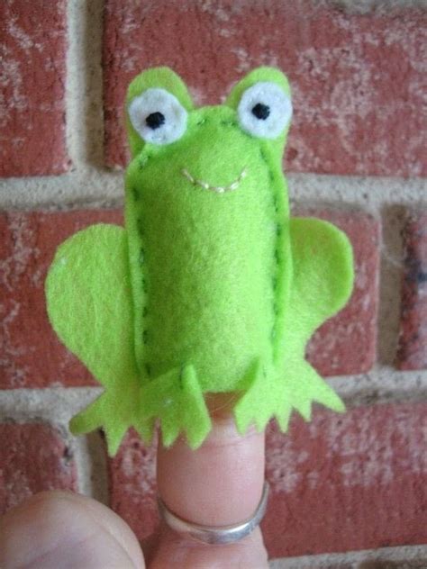 Frog Finger Puppet · A Reptile Plushie · Sewing on Cut Out + Keep · Creation by Heather C.