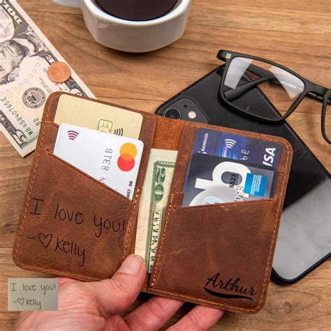 Personalized Minimalist Leather Bifold Wallet Slim Credit - Etsy