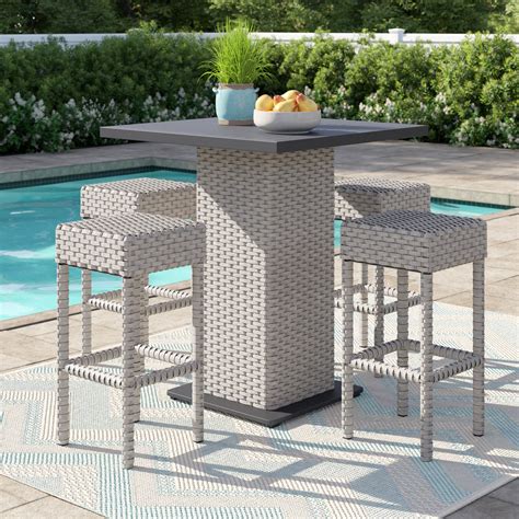 Outdoor Bar Height Table And Chairs - Venice Pub Table Set With Barstools 8 Piece Outdoor Wicker ...