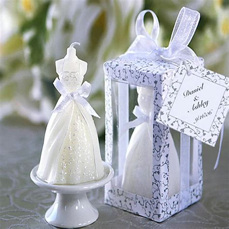 50pcs wedding bride dress candle favor wedding gifts for guest wedding souvenirs-in Party Favors ...