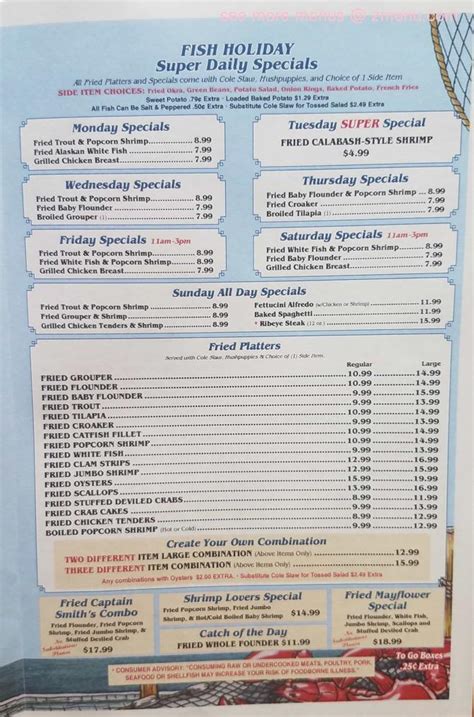 Menu at Mayflower Seafood Restaurant, Goldsboro