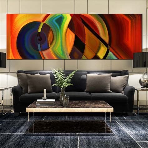 Panoramic Abstract Art Composition Canvas Prints, Wall Art Colorful 1 Piece Abstract Circle ...