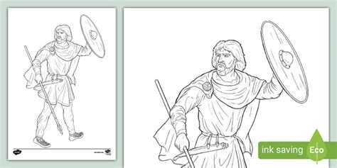 Anglo Saxon Warrior Colouring Page (Teacher-Made) - Twinkl