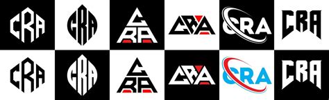 CRA letter logo design in six style. CRA polygon, circle, triangle, hexagon, flat and simple ...