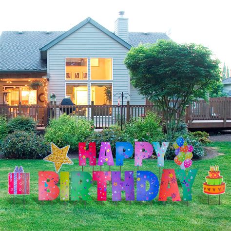 Large Happy Birthday Yard Signs with Stakes Colorful 20inch | Etsy