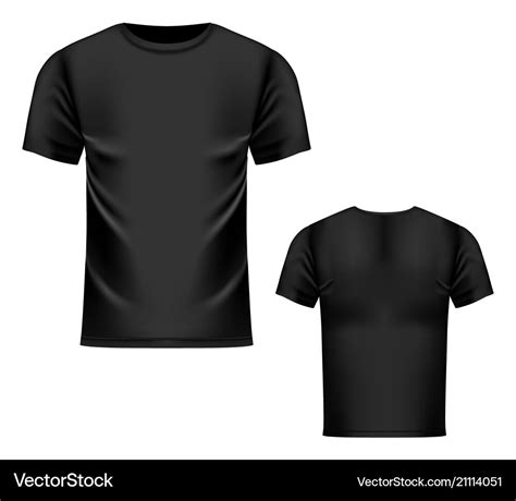 T-shirt black template front and back view Vector Image