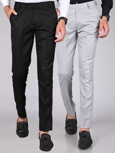 Buy online Pack Of 2 Solid Formal Trousers from Bottom Wear for Men by ...