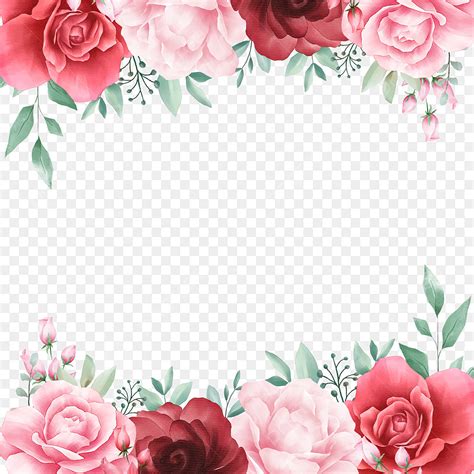 Romantic Floral PNG Picture, Romantic Watercolor Floral Border For Cards Composition, Watercolor ...