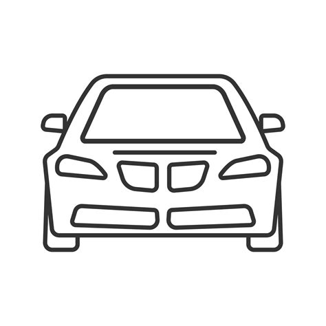 Car front view linear icon. Thin line illustration. Automobile. Contour ...