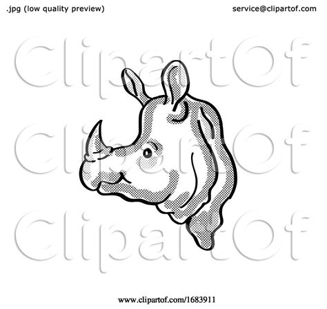 Greater One-horned Rhino or Indian Rhino Endangered Wildlife Cartoon ...