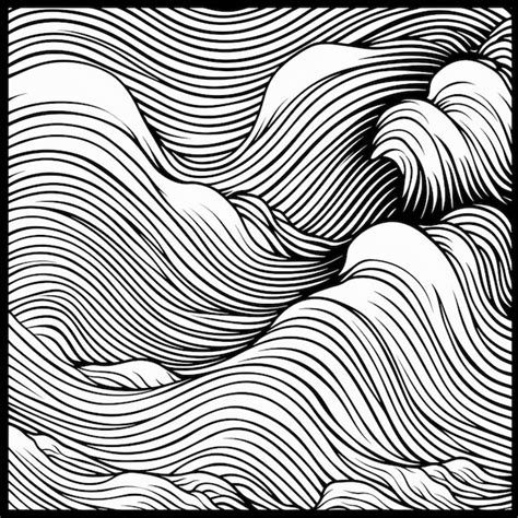 Premium AI Image | A black and white drawing of a wave in a square frame generative ai