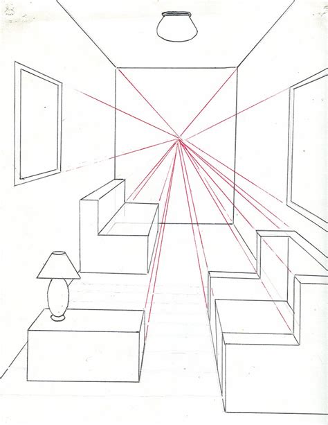 Living Room One Point Perspective Drawing | Bryont Blog