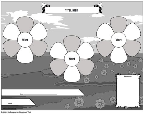 Art der Verben Blumendiagramm Schwarz und Weiß