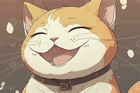 ANime smiling cat with happy expression illustration 23968386 Stock Photo at Vecteezy