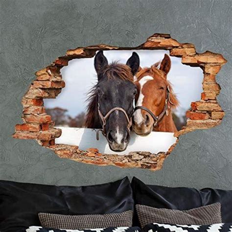 Ambiance Sticker Stickers adhésifs Effet 3D | Sticker Autocollant Chevaux- Décoration Murale ...