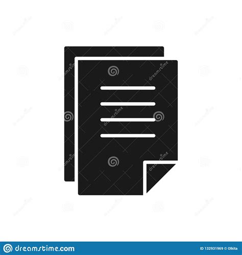 Black Isolated Icon of Copy of Blank, Document, Paper on White ...