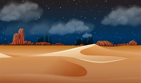 A desert landscape at night 297431 Vector Art at Vecteezy