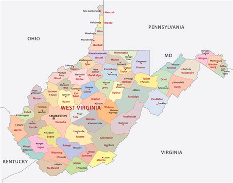 Map Of West Virginia With Counties And Cities - Denna Charmain