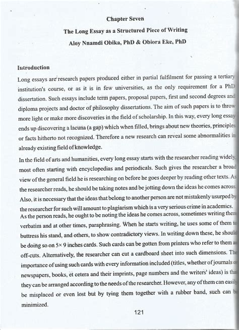 (PDF) The Long Essay as a Structured Piece of Writing