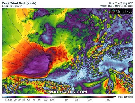 Deep low and windy weather for the Bay of Biscay, western France and northern Spain - May 7-8 ...