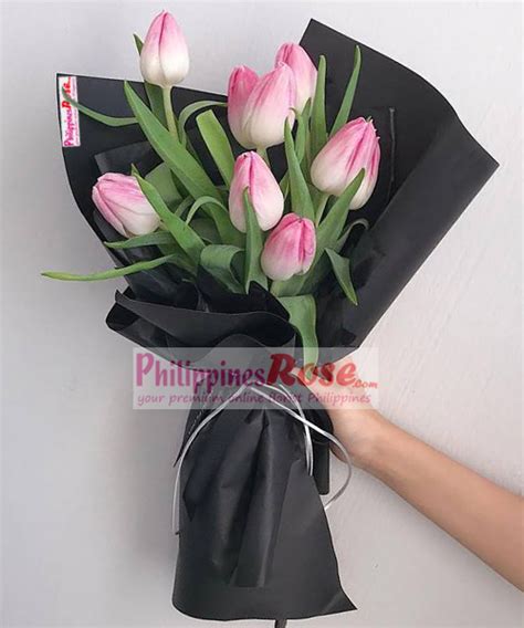 8 Pcs Pink Tulips in a Bouquet To Philippines | Tulips Flowers in Philippines