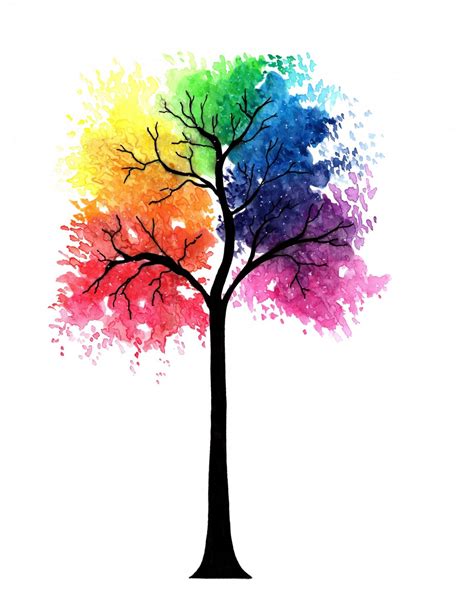 Rainbow Tree drawing by Rebecca Tregear | Doodle Addicts