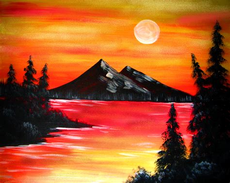 mountain sunset painting step by step - Renna Whiteside